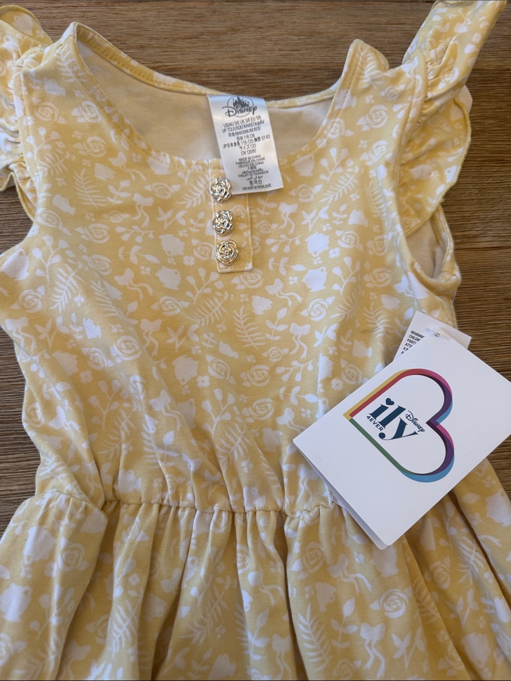 Disney Yellow Floral Print Ruffle Dress for Girls - Picture 6 of 7